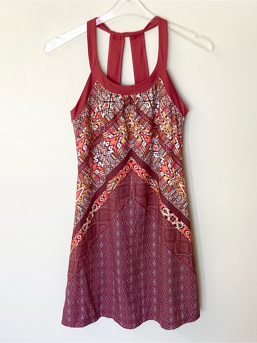 Prana Cantine Geometric and Ikat Print Activewear Dress - Raisin - S - Picture 1 of 9